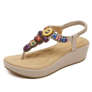 Premium Rhinestone Bohemian Thick Bottom Women Sandals