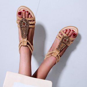 Premium Bohemian Vintage Beaded Rhinestone Roman Sandals