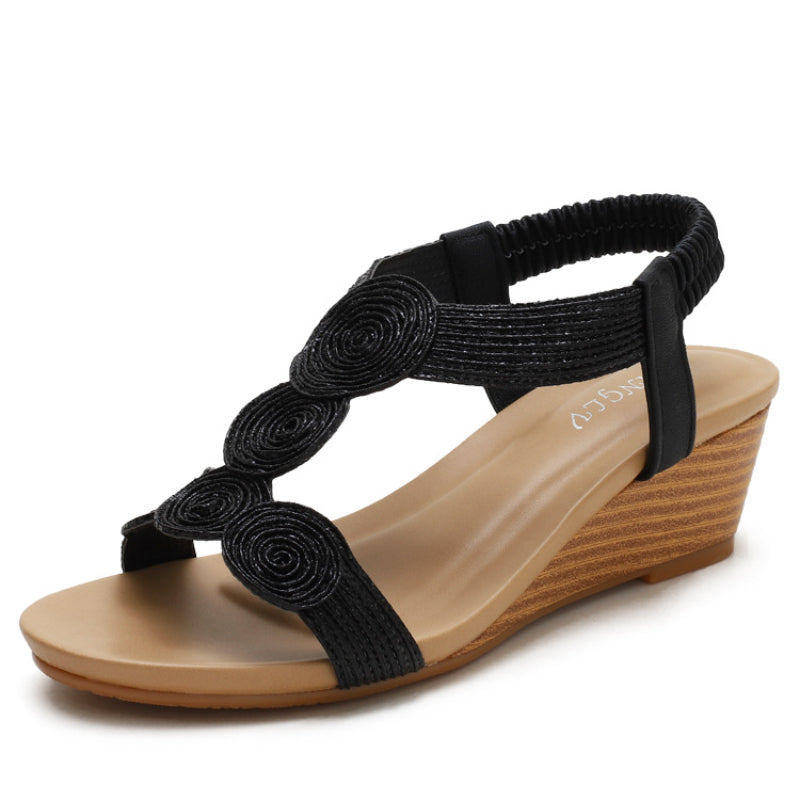 Premium Bohemian Women Summer T-Tied Wedges Sandals Women's Ankle Strap - Image 3