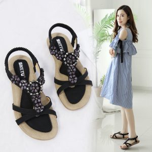 Premium Flowers Rhinestones Leisure Beach Sandals