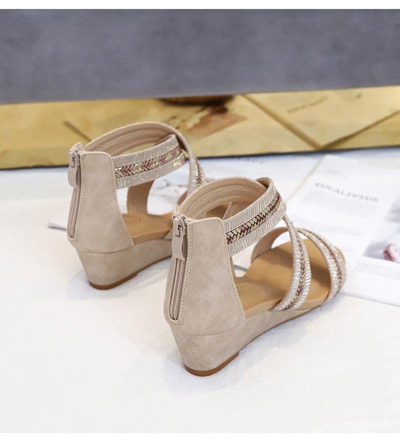 Premium Bling Women Shoes Platform Sandals Cross Strap Wedge Cover Heel Gladiator Rome Bohemian Travel Footwear Outdoor Beach - Image 10