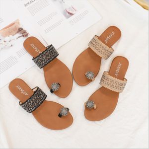 Premium One-Word Buckle Flat Bohemian Seaside Roman Sandals