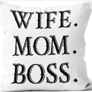 Wife Mom Boss Linen Pillow