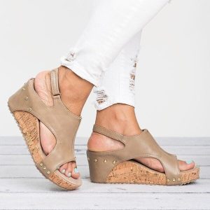 Premium Comfy Wedge Women Summer Leather Shoes Sandals